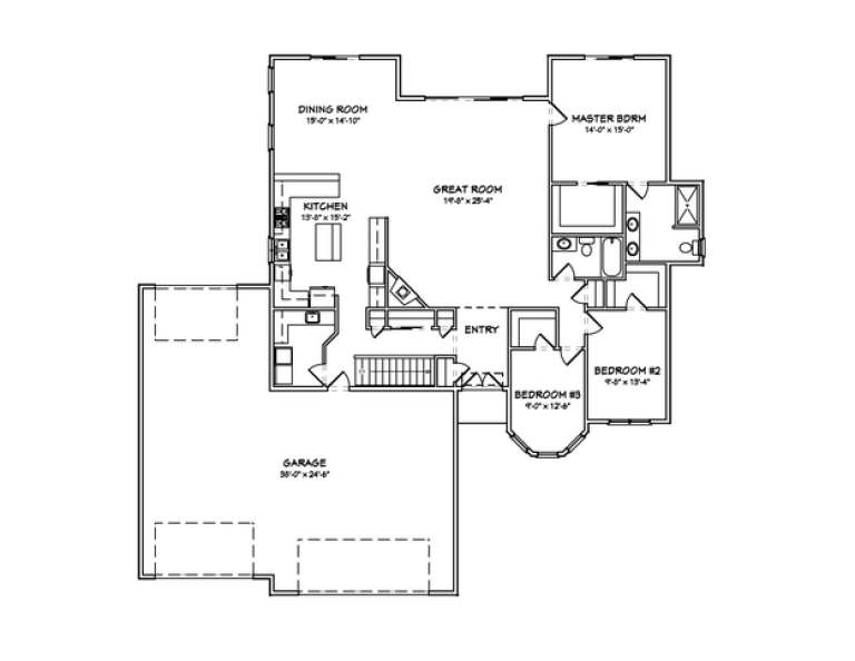 Ranch Plan: 2,070 Square Feet, 3 Bedrooms, 2 Bathrooms - 849-00063