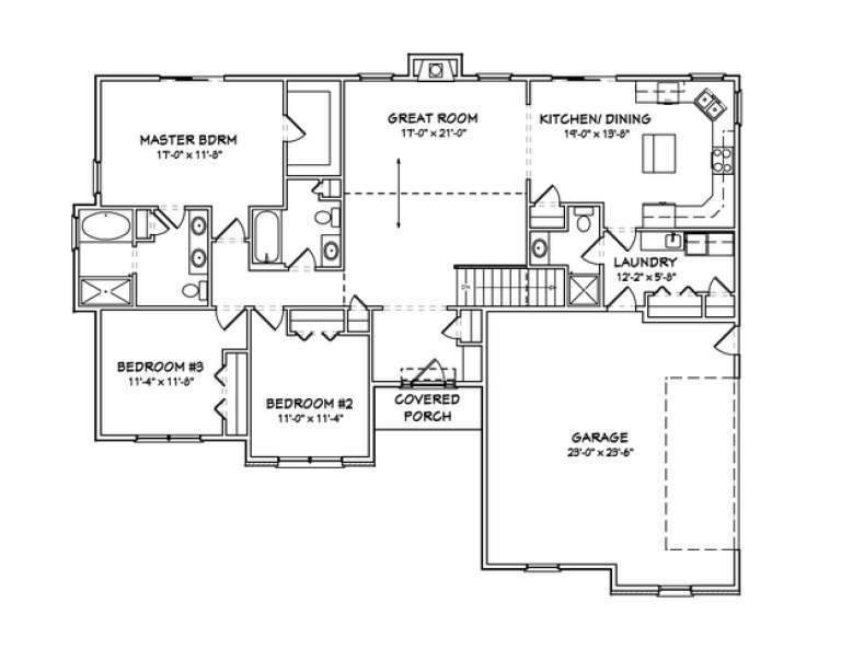 Ranch Plan: 1,762 Square Feet, 3 Bedrooms, 2.5 Bathrooms - 849-00071