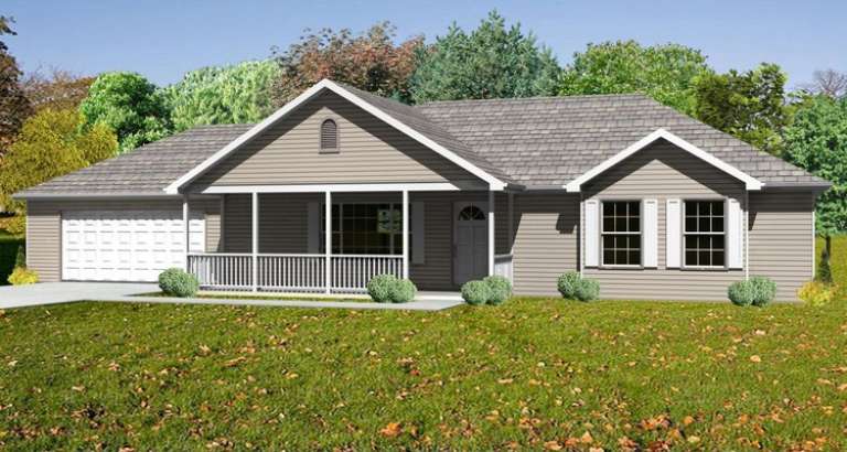 Traditional Plan: 1,380 Square Feet, 3 Bedrooms, 2 Bathrooms - 849-00089