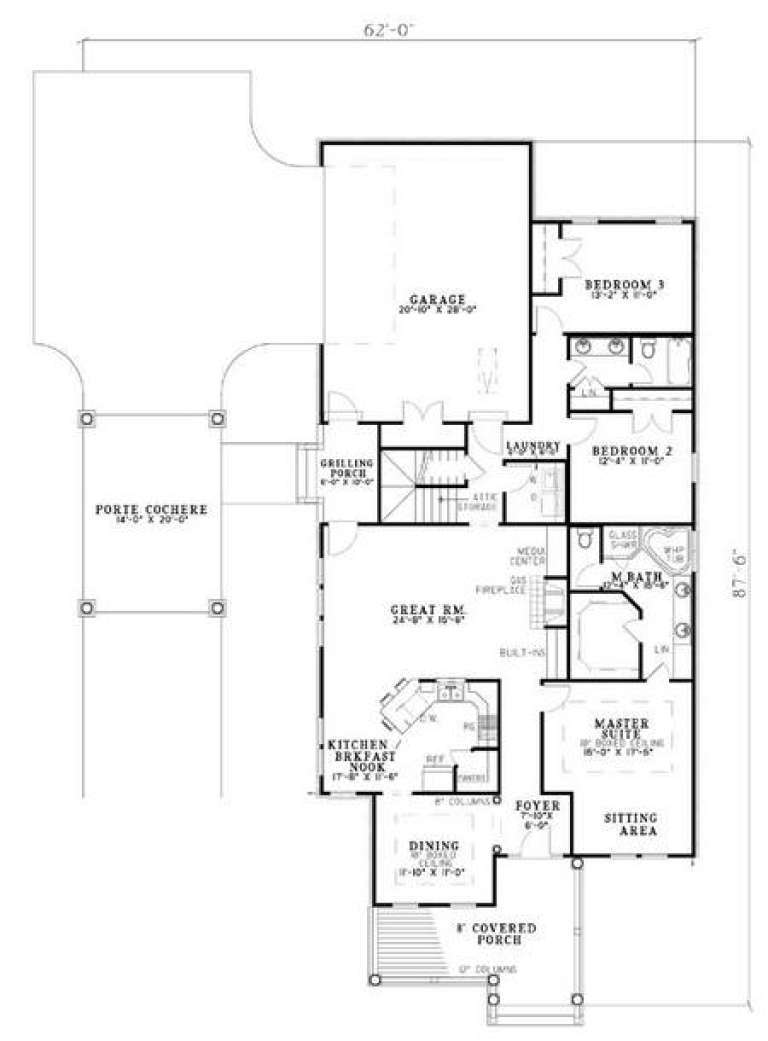 Traditional Plan: 1,966 Square Feet, 3 Bedrooms, 2 Bathrooms - 110-00685