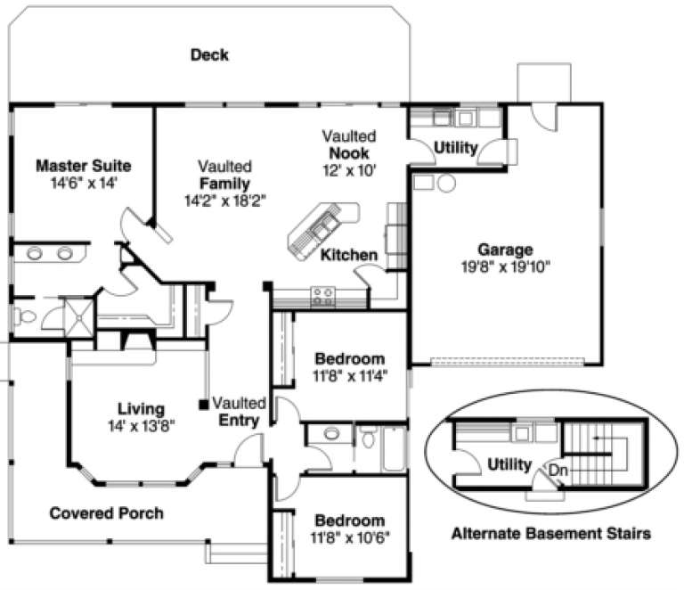 Country Plan: 1,794 Square Feet, 3 Bedrooms, 2 Bathrooms - 035-00012