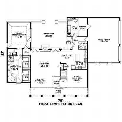Floorplan 1 for House Plan #053-01053