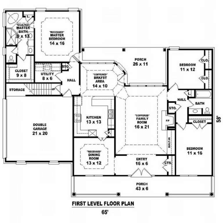 Country Plan: 2,075 Square Feet, 3 Bedrooms, 2 Bathrooms - 053-01260