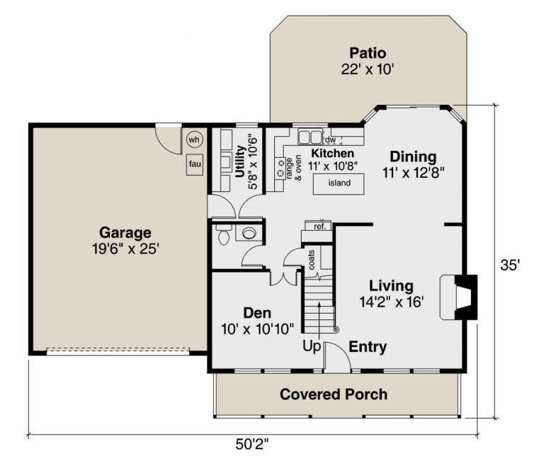 Traditional Plan: 1,604 Square Feet, 3 Bedrooms, 2.5 Bathrooms - 035-00227