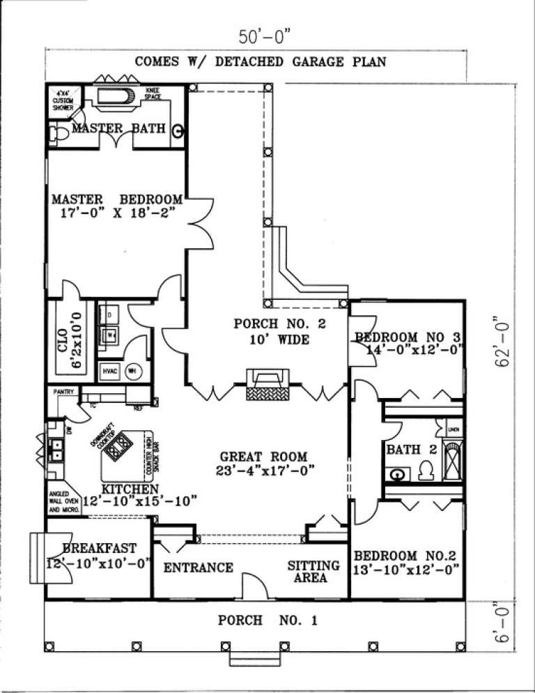 Southern Plan: 2,052 Square Feet, 3 Bedrooms, 2 Bathrooms - 1776-00046