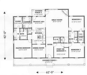 Southern Plan: 2,354 Square Feet, 4 Bedrooms, 2.5 Bathrooms - 1776-00068