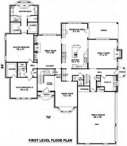 Floorplan 1 for House Plan #053-02055