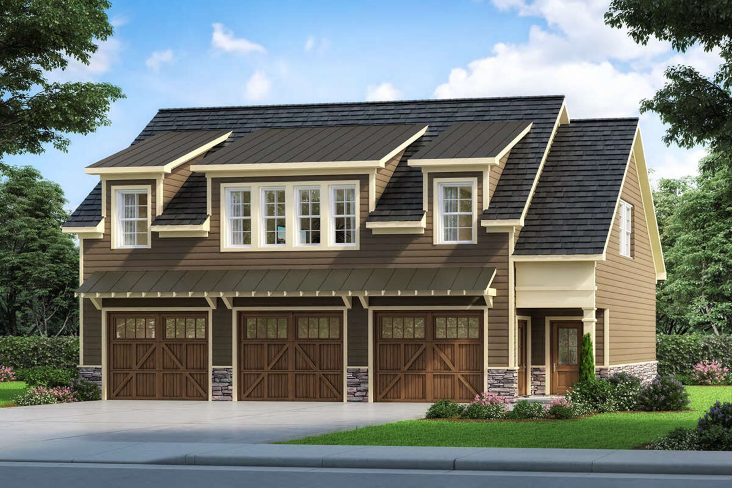 3 car garage attached to house plans